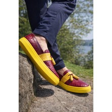 Bluesoil Erkek Krokodil Desenli Suni Deri Püsküllü Loafer Sneaker – Günlük Şık Tasarım Ayakkabı