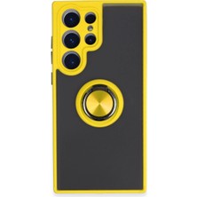 Starseven Galaxy S23 Kılıf Montreal Yüzüklü Silikon Kapak - Sarı