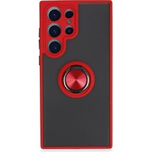 Epilons Galaxy S23 Kılıf Montreal Yüzüklü Silikon Kapak - Kırmızı