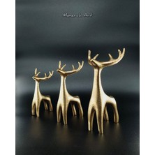 Monarch Art 3'lü Minimalist Geyik Biblo Seti - Altın Sarısı Modern Ev Dekoru Ofis Hediyesi Dekoratif Obje