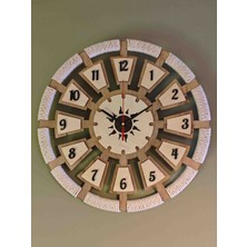 Ergeç Tasarım Makrome Güneş Figürlü Ahşap Duvar Saati 40 cm – Bohem Dekoratif Salon Saati – Çift Kat Mdf