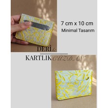 Hakiki Deri Sarı Leopar Minimal Tasarım Kadın Karlık Cüzdan