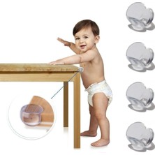 Urfakent Buffer® Bebek Çocuk Yumuşak ve Esnek Dairesel Şeffaf Yapışkanlı Güvenlik Köşe Koruyucu (4 Adet)