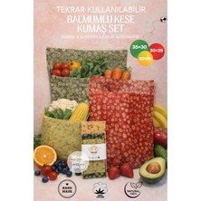 Home Doğal Balmumlu Gıda Saklama Kesesi, Streç Film Alternatifi 3'lü Kumaş Kese+ 3lü Balmumlu Bez Set