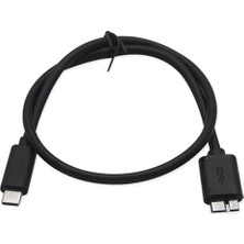Type C To Micro B 3.0 Kablo 1 Metre Siyah Renk Hızlı Veri Aktarım Kablosu Micro B Harici Harddisk Kablosu