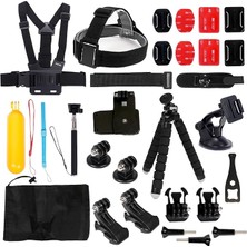 27 Parça Aksiyon Kamera Aksesuar Seti – Gopro ile Uyumlu, Djı ile Uyumlu, Spor Montaj Kiti Vlog Seyahat Çekim Aparatları | Ks-1