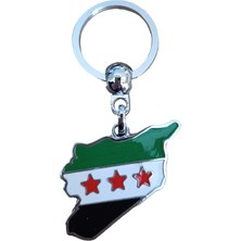 Zaytoon Suriye Haritası Yeni Bayrak Mineli Renkli Metal Anahtarlık – 5 Adet