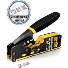 Derwell Yeni Nesil Ez RJ45 8p8c Ağ Crimper Geçişli Çok Işlevli Ethernet Sıkma Pensesi Lantel Için Sıkma/kesme/şerit (RJ11/CAT5E/6/7/8 Utp Stp)