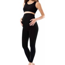 MELENERS Kadın Siyah Penye Uzun Hamile Tayt - 3273A