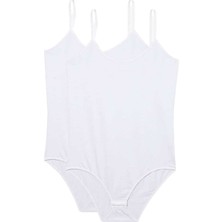 MELENERS 2 Adet Ip Askılı Kadın Çıtçıtlı Body Beyaz