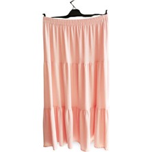 MELENERS Beli Lastikli Bürümcek Kumaş Etek Anne Eteği Uzun Namaz Eteği Somon 44-52 Beden