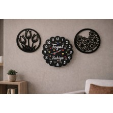 Duvar Saati 40 cm Çiçekler 30 cm Kişiye Özel No 1013