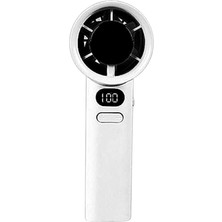 M11 Dijital LED Göstergeli Portatif Fan Mini Vantilatör Soğutucu El Fanı (Beyaz)