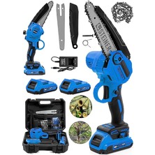 Alman 198 Vf 10 Ah 25 cm Bakır Sargılı Akülü Dal Kesme Budama Testere Bıçkı Makinesi Mavi