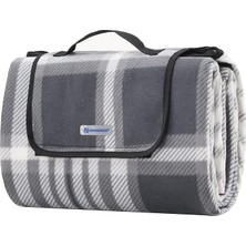 Piknik Örtüsü, 195 x 150 Cm, Büyük Plaj Örtüsü, Kamp Örtüsü, Dış Mekan, Kamp, Park, Bahçe, Plaj, Su Geçirmez Alt Kısım, Katlanabilir, Gri-Beyaz GCM60GW