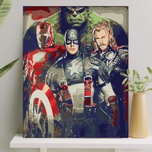 Hobi Sanat Sayılarla Boyama Tuval Seti Fırça Boya Dahil (Çıtalı) 40X50 cm - Avengers