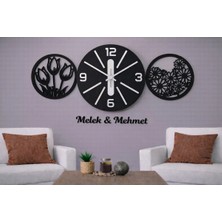 Salon Duvar Saati 40 cm Çiçekler 30 cm Kişiye Özel No 1023
