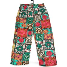 MELENERS Ithal Viskon Geniş Paça Şık Etnik Otantik Desenli Pantolon - Royaleks - Desen4