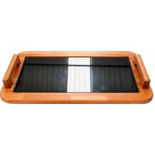 Dingoda Ahşap Füme Camlı Servis Tepsisi 48X29 cm – Modern Sunum Tepsisi