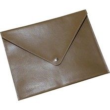 Pu Deri A5 Küçük Boy Dosya Klasörü Belge Tutucu Su Geçirmez Portföy Zarf Dosya Klasör Kılıf A5 Çıtçıtlı Dosya 19,5X24,7 cm - Vizon