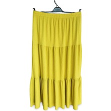 MELENERS Beli Lastikli Bürümcek Kumaş Etek Anne Eteği Uzun Namaz Eteği Yeşil 44-52 Beden