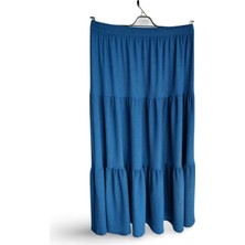 MELENERS Beli Lastikli Bürümcek Kumaş Etek Anne Eteği Uzun Namaz Eteği Lacivert 44-52 Beden