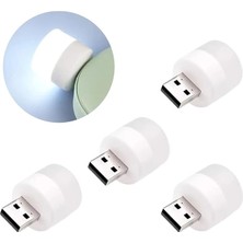 Mini LED Lambalar, Okuma Işığı, USB Gece Lambası, Mobil Led, Bebek Uykusu, Mobil Şarj Lambaları Için Küçük Yuvarlak Işıklar (4 Adet)