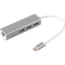 FC05 Type-C To 3 x 3.0 USB + RJ45 Lan Ethernet Çevirici MacBook Uyumlu