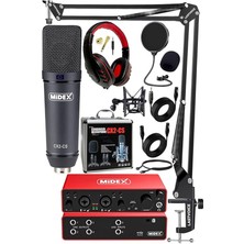 Functional Paket-4 Stüdyo Ekipmanları Mikrofon 4 Çıkış Ses Kartı Full Set