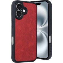 Indispensablely Iphone 16 Kılıf Aras Deri Kapak - Kırmızı