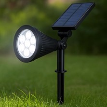 Solar LED Bahçe Armatürü 6400K Beyaz Işık – Güneş Enerjili Kazıklı & Duvar Montajlı Çim Aydınlatma Lambası – 7 Led, IP65, 90 Lümen, 140X270X95 mm