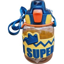 Tritan Çocuk Suluk - Pipetli ve Çocuk Kilit Mekanizmalı, Bpa Içermez, Koku Yapmaz Su Matarası - Ergonomik ve Taşınabilir, Askılı Sağlıklı Matara, Okul ve Günlük Kullanımı Için (Mavi Sarı)