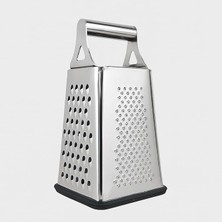 Paslanmaz Çelik 4 Taraflı Rende – 24 cm | Çok Amaçlı Mutfak Rendeleme Aracı | Peynir, Sebze, Meyve ve Patates Için | Kaymaz Tabanlı & Ergonomik Saplı