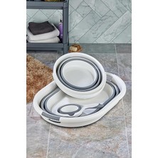 3'lü Set Katlanabilir Çamaşır Sepeti, Kova, Maşrapa, Plastik Akordiyon Yer Kaplamayan Tasarım