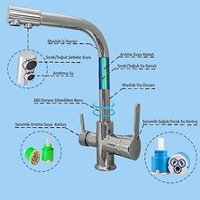Water Arıtma Bataryası 3 Yollu Musluk Sıcak-Soğuk Mix Arıtma Krom, 41553YK