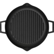 Döküm Yuvarlak Izgara Tava, Metal Kulplu, 26CM, Siyah