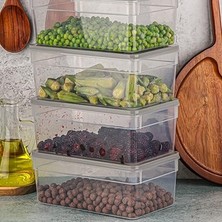 Buzdolabı Düzenleyici Organizer Mikrodalga ve Difrize Uygun Saklama Kabı Antrasit Set 1170 ml (Gri)