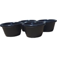 Reçellik ve Kahve Yanı Kasesi,sosluk,sunumluk Mini 6lı (Siyah)