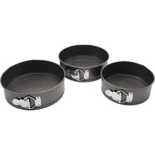 Çelik 3 Parça 18-20-22 cm Yuvarlak Kelepçeli Kek Kalıbı Seti CIN999SY