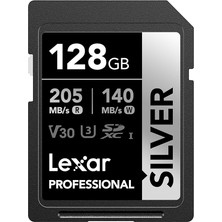 128 GB Profesyonel Gümüş Sdxc Hafıza Kartı, Uhs-I, C10, U3, V30, 4K Video, 205/140 Mb/s'ye Kadar Okuma/yazma, Profesyonel Fotoğrafçı, Video Görüşçü, Meraklısı (LSDSILV128G-BNNNU)
