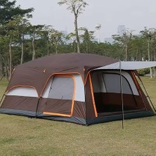 Kahverengi Kamp Çadırı 10 Kişilik 1 Oda + 1 Salon Yüksek Kalite Dayanıklılıkta