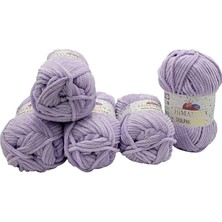 Export 5 x 100 Gram Himalaya Dolphin Star Örgü Yünü, Simli Bebek Yünü, 500 Gram Yün Süper Hacimli (Leylak 92105)