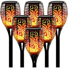 Solar Alev LED Bahçe Aydınlatma Peyzaj Lambası- 4 Adet