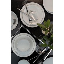 Porselen Zeugma 24 Parça 6 Kişilik Yemek Takımı, Platin File