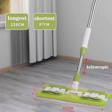 Mandallı Kaliteli Mop, 360 Derece Döner Başlıklı, Saplı, Yoğun Kullanıma Uygun, Sert Zeminler Için Uygun, Kaliteli Ithal, 1 Adet Yedek Bez (Yeşil)