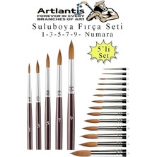 Resim Fırçası 1-3 - 5-7 - 9 Numara 1 Paket 5 Li Samur Yuvarlak Uçlu Fırça Seti Guaj Sulu Akrilik Yağlı Boya Fırçaları