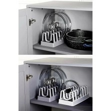 Adet 6 Bölmeli Tencere Kapağı Organizeri - Dolap Içi Düzenleyici Kapak Düzenleyicisi Beyaz