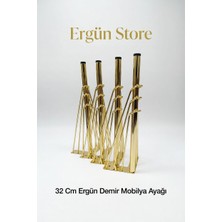 Ergün Store Mobilya Koltuk Sehpa Komidin Puf Bench Metal Telli Ayak 32 cm 4 Adet Gold