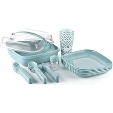 Plastik 6 Kişilik Lovely Piknik Seti (Mavi)