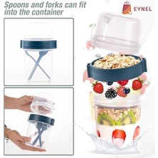 ml Take-Go Kaşıklı Hazneli Meyveli Müsli Kabı Piknik Iş Yoğurt Süt Bardağı Kapaklı ve Kaşıklı Kahvaltı Bardakları, Tahıl Tepesi Yulaf Ezmesi Granola (Gece Mavisi)